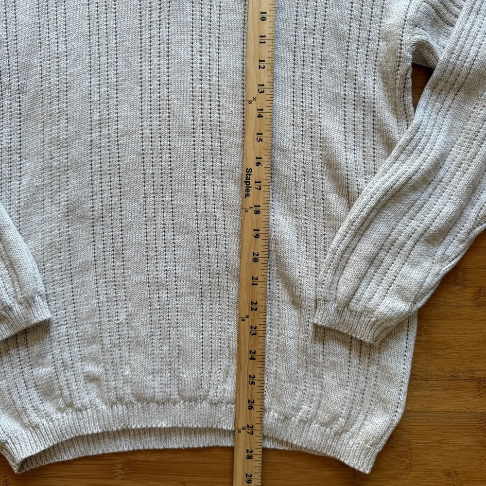 John Ashford Men's‎ Henley Sweater Chunky Cream Casual Light Fall Size M